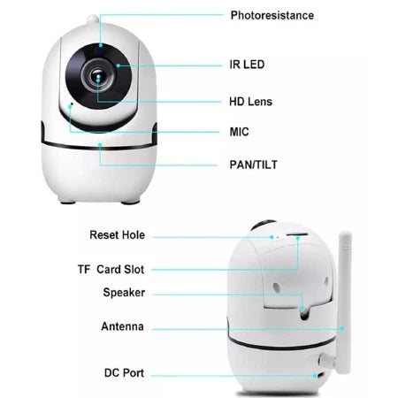 Camera Ip Wifi Sem Fio Giratória Estilo Babá Eletrônica Com Visão Noturna Infravermelho