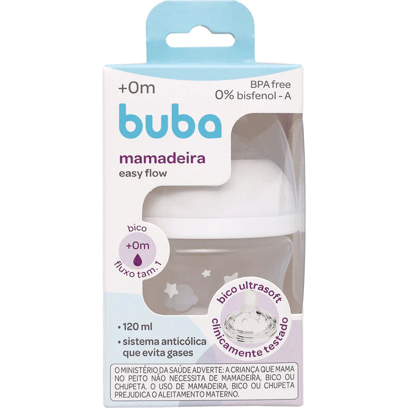 Mamadeira Buba Easy Flow Anticólica 120ml RN Branca Rosa Azul